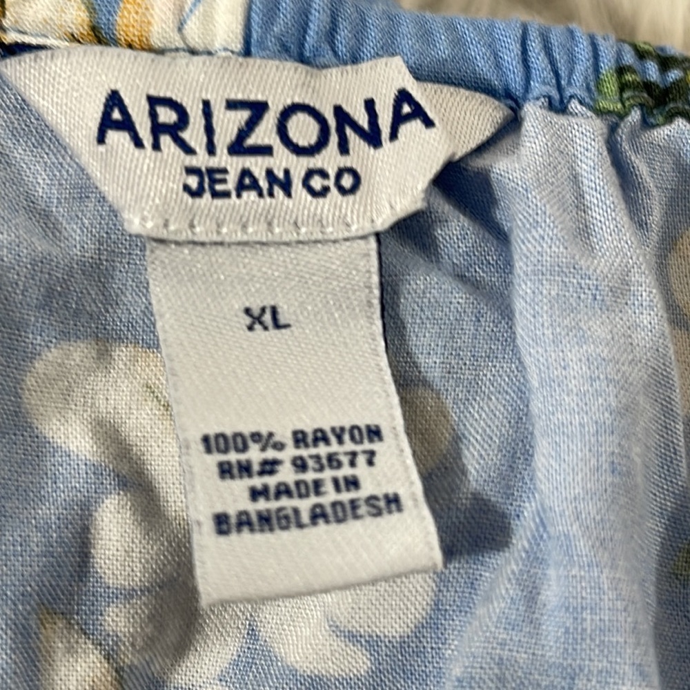 Arizona Jean Co Women’s Romper Sweetheart Neck Sleeveless Blue Floral Flowy XL - Picture 6 of 6